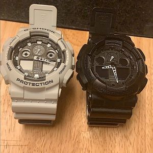1 used white G-Shock       1 used black G-Shock